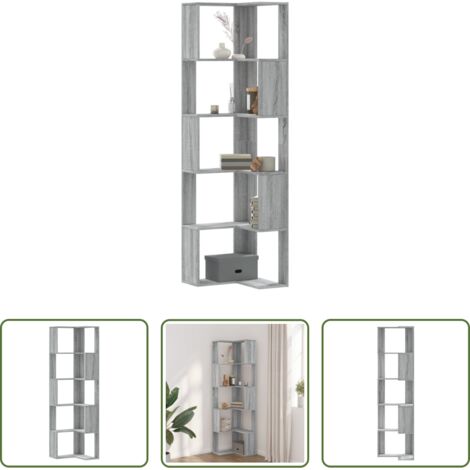 Libreria a 5 ripiani -  Libreria Angolare 5Ripiani Grigio Sonoma 50x50x179 cm Legno