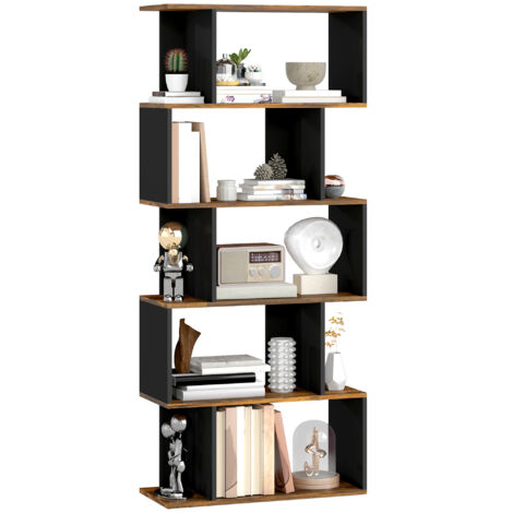 Libreria a 5 ripiani, moderna libreria in legno con 10 scomparti aperti per casa e ufficio, 70x29,5x163 cm, marrone rustico