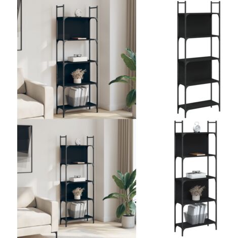 Libreria a 5 Ripiani Nera 60,5x24x166,5 cm in Legno Multistrato - Scaffale per libri - Armadio per oggetti
