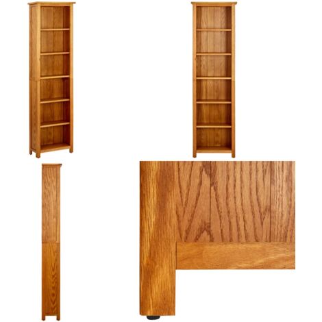 Libreria a 6 Ripiani 52x22x180 cm in Legno Massello di Rovere - Libreria a 6 ripiani - Libreria in legno massello