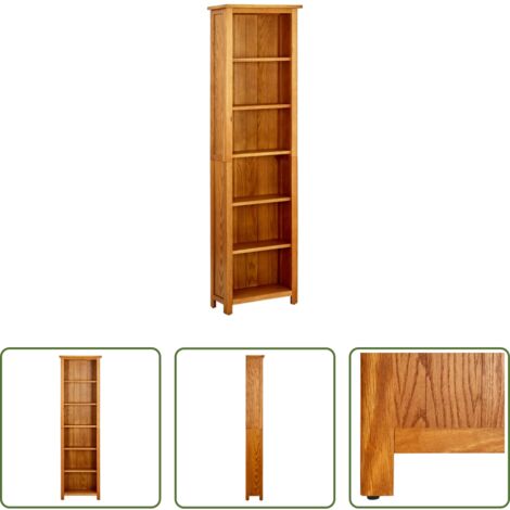Libreria a 6 ripiani -  Libreria a 6 Ripiani 52x22x180 cm in Legno Massello di Rovere