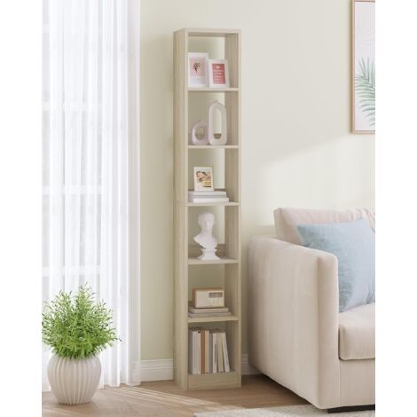 Libreria a 6 Ripiani, Scaffale Libreria, per Soggiorno Studio Ufficio Camera da Letto, Colore Rovere