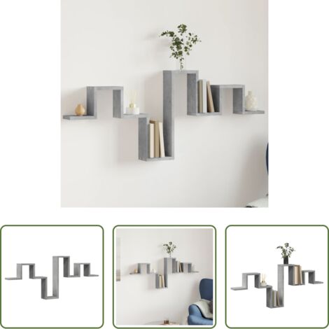 Libreria a parete -  Scaffale a Muro Grigio Cemento 104,5x10x43 cm Legno Multistrato