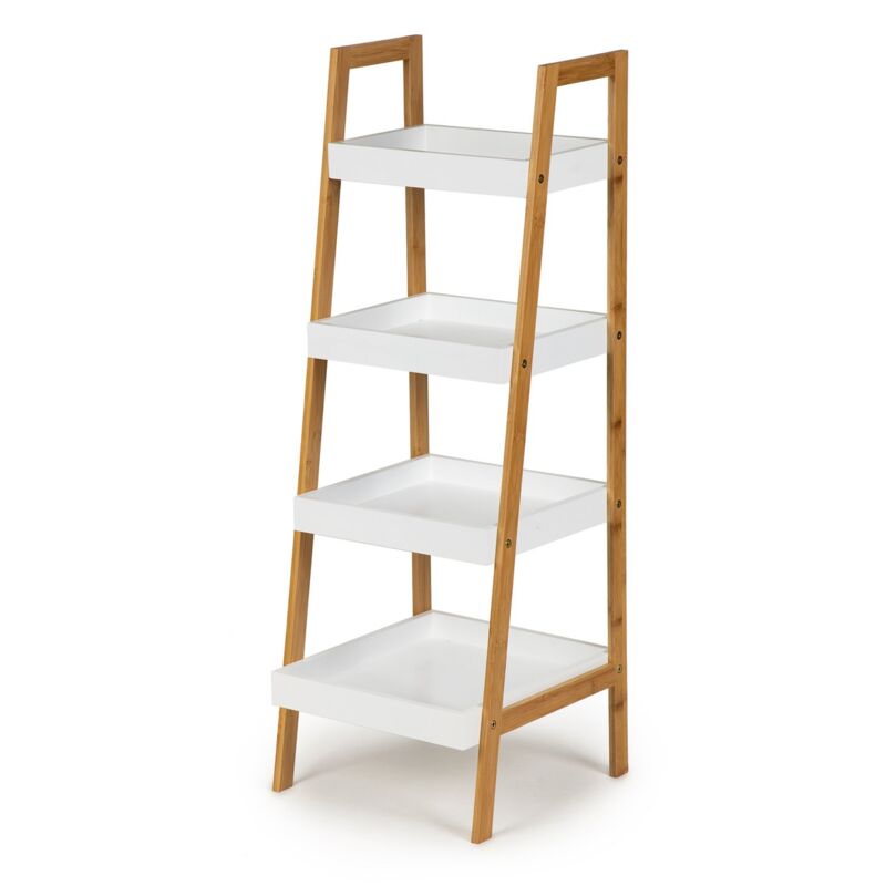 Image of Libreria a scala - 4 ripiani - 98 x 35 x 34,5 cm - bianca