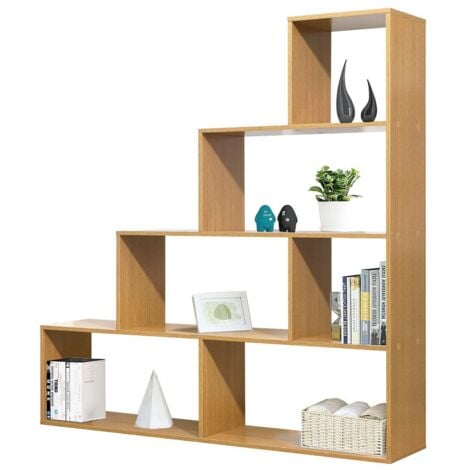 Libreria a scala in rovere naturale 145x145 cm
