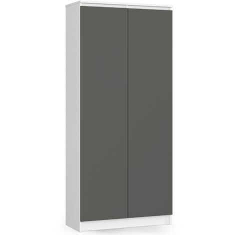 Libreria AKORD R80 Bianco, Grigio Grafite 80 cm 2 ante 80x35x180 cm