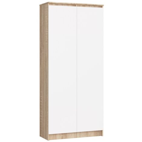 Libreria AKORD R80 Sonoma Quercia, Bianco 80 cm 2 ante 80x35x180 cm