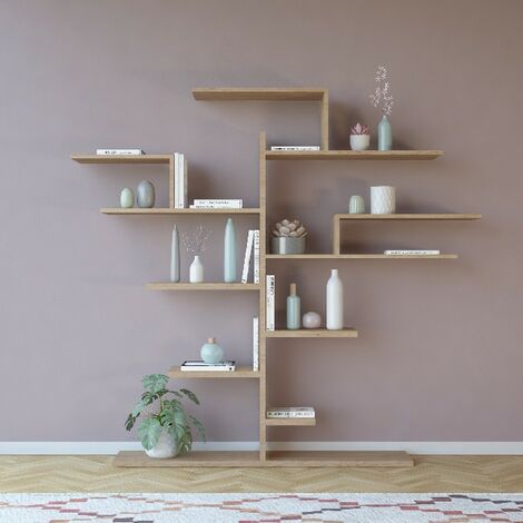 HOMEMANIA Libreria Tree, Truciolare Melaminico, Sonoma, 180x25x161 cm