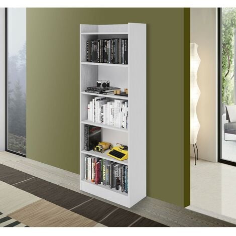 Libreria cubo con anta battente, bianco frassinato, cm 35x35x29