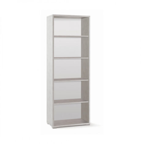 Librería alta moderna en madera Blanco Óxido con cuatro estantes 71x41x h199 cm