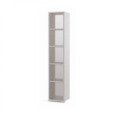 Librería alta moderna en madera Óxido Blanco con cuatro estantes 39x41x h199 cm