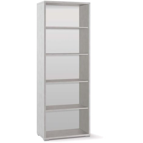 Libreria alta moderna in legno Bianco Ossido quattro ripiani 71x41x h199 cm