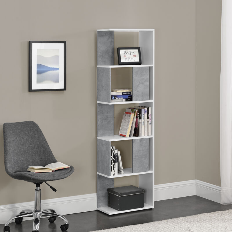 

Librería Aneby - 159 x 45 x 23,5 cm - Estante para CDs y Libros - Estantería - Soporte para DVDs - con 5 Estantes para Almacenar - Blanco y Efecto