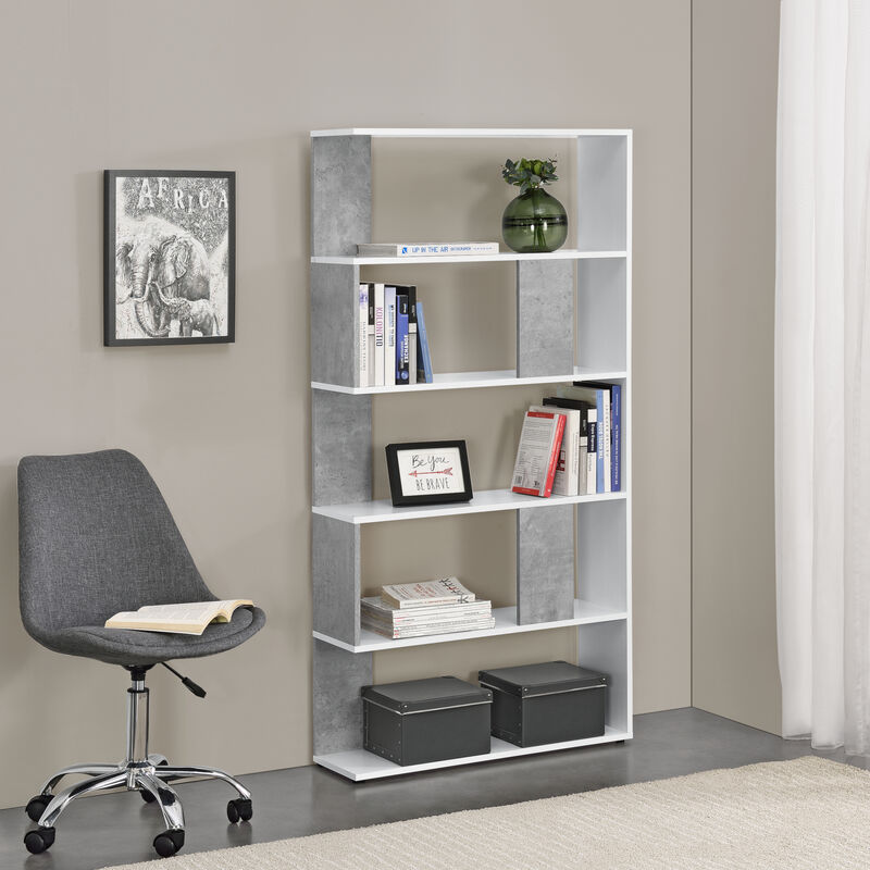 

Librería Aneby - 159 x 80 x 23,5 cm - Estante para CDs y Libros - Estantería - Soporte para DVDs - con 5 Estantes para Almacenar - Blanco y Efecto