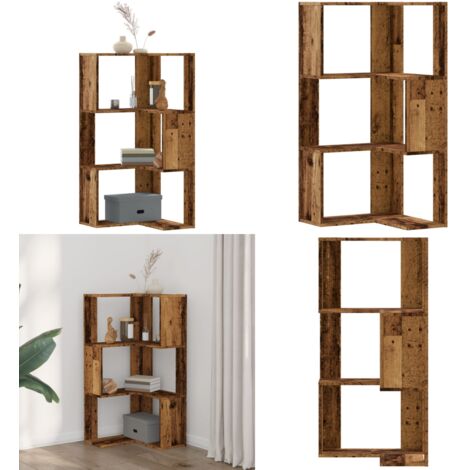 Libreria Angolare 3 Ripiani Legno Vecchio 50x50x102 cm Legno - Libreria a 3 ripiani - Libreria in legno