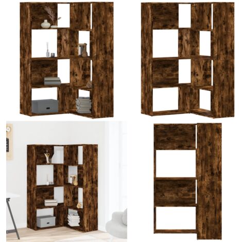 Libreria Angolare 4 Ripiani Rovere Fumo 85x85x140 cm Truciolare - Libreria a 4 ripiani - Libreria a angolo
