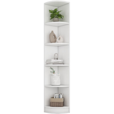 Libreria angolare 42x30x180cm Montaggio facile Spazio salvaspazio MDF Bianco