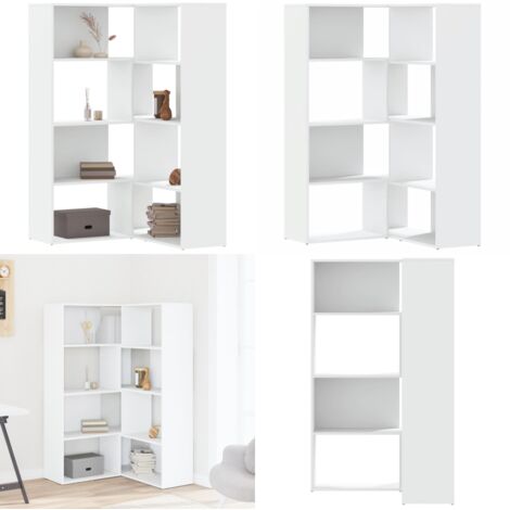 Libreria Angolare 4Ripiani Bianca 85x85x140cm Legno Multistrato - Libreria a 4 ripiani - Libreria a forma di L