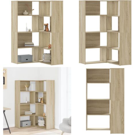 Libreria Angolare 4Ripiani Rovere Sonoma 85x85x140cm Truciolato - Libreria a 4 ripiani - Libreria a forma di L