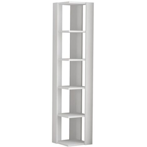 Libreria Angolare 5 ripiani Bianca 34x34x161 cm
