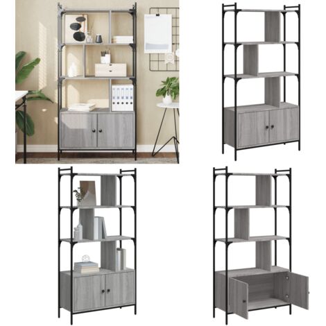 Libreria Ante Grigio Sonoma 76,5x30x154,5 cm Legno Multistrato - Libreria con ante - Libreria con mensole