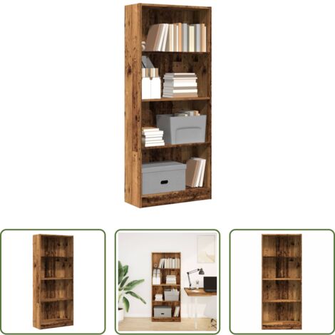 Libreria antica -  Libreria Legno Antico 60x24x143 cm in Legno Multistrato