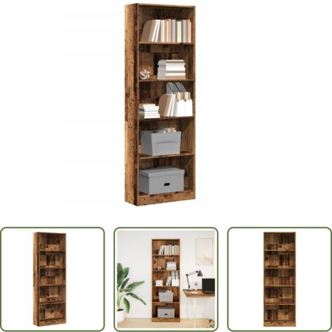 Libreria antica -  Libreria Legno Antico 60x24x176 cm in Legno Multistrato