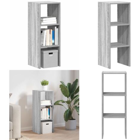 Librería apilable madera contrachapada sonoma gris 30x30x80 cm - Estantería madera - Almacenamiento vertical