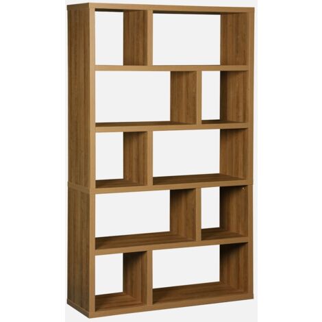 Libreria asimmetrica a 5 livelli con 10 scomparti