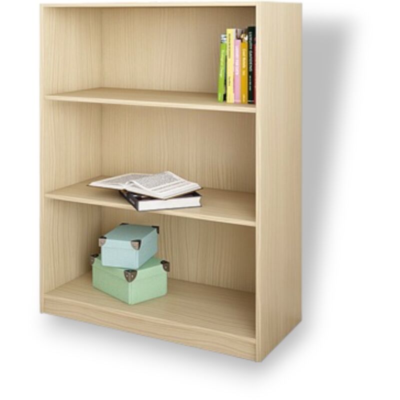 Libreria bassa 80x28xH106 cm a 3 ripiani da interno salotto in legno nobilitato melaminico