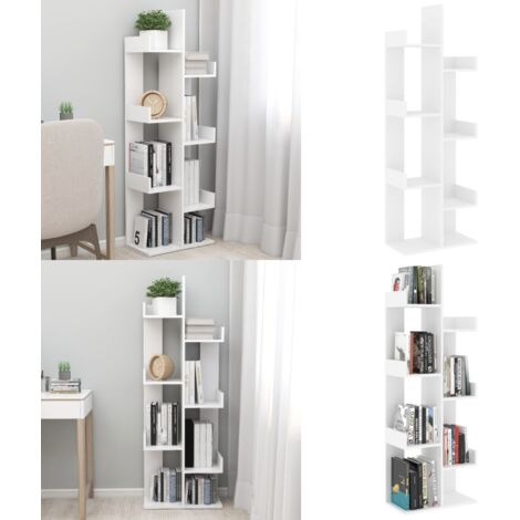 Libreria Bianca 48x25,5x140 cm in Truciolato - Libreria bianca - Libreria per libri