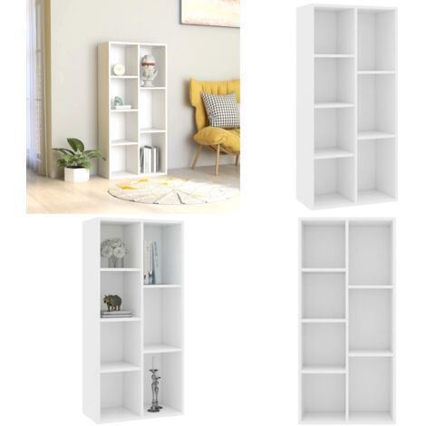 Libreria Bianca 50x25x106 cm in Legno Multistrato - Libreria bianca - Scaffale per libri