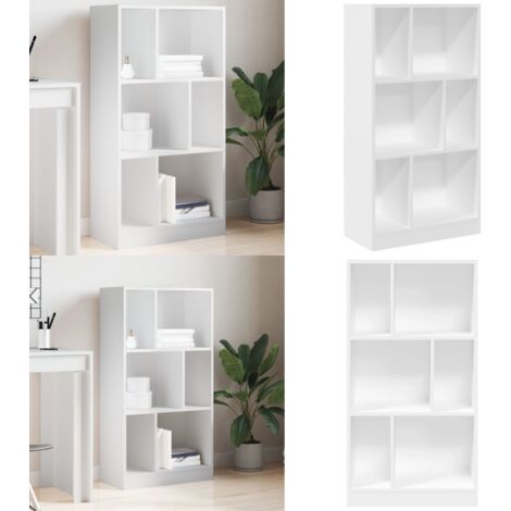 Libreria Bianca 57x28,5x107,5 cm in Legno Multistrato - Libreria bianca - Libreria con scomparti