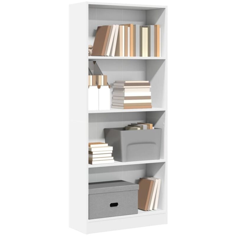 Libreria Bianca 60x24x143 cm in Legno Multistrato