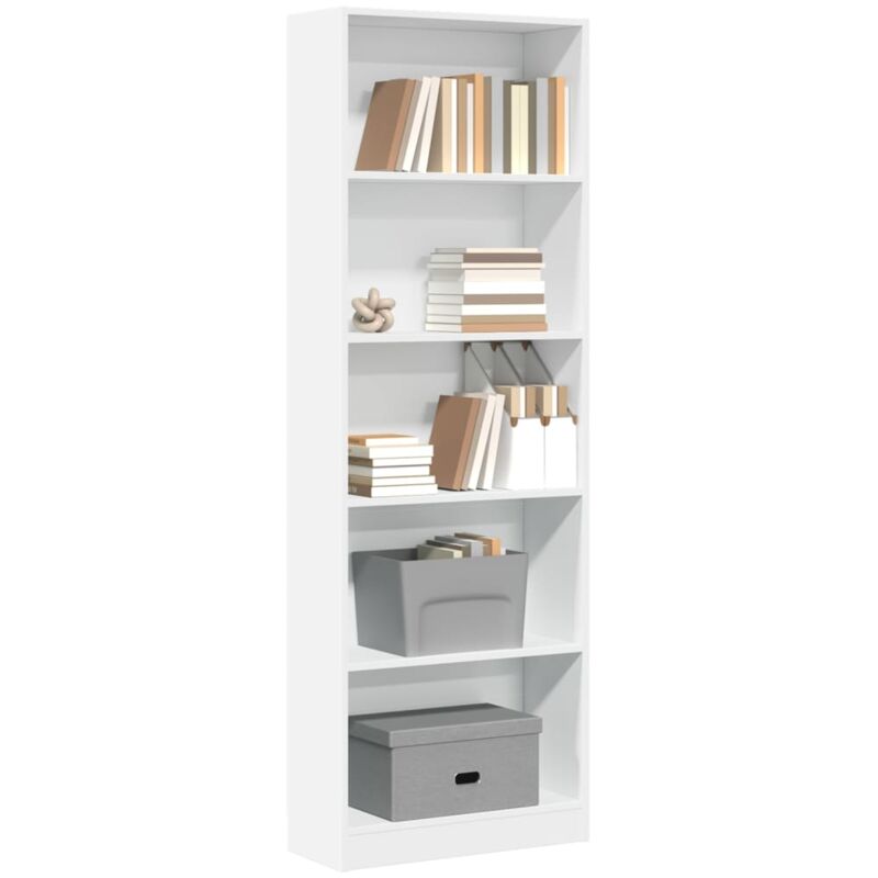 Libreria Bianca 60x24x176 cm in Legno Multistrato