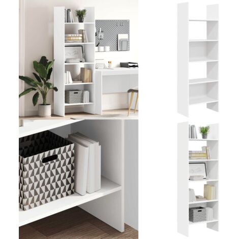 Libreria Bianca 60x35x180 cm in Legno Multistrato - Libreria moderna - Libreria bianca