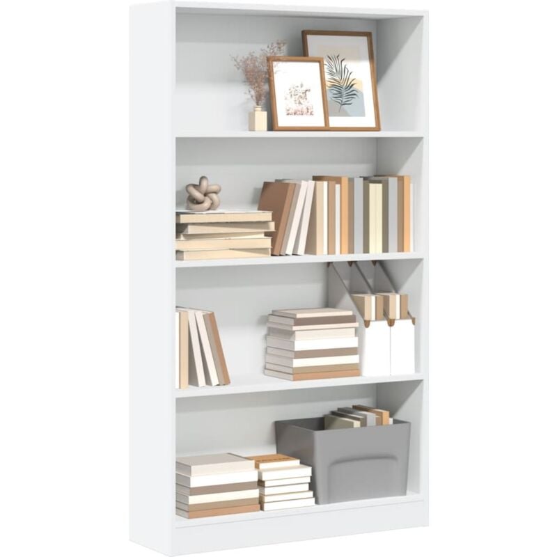 Libreria Bianca 80x24x143 cm in Legno Multistrato