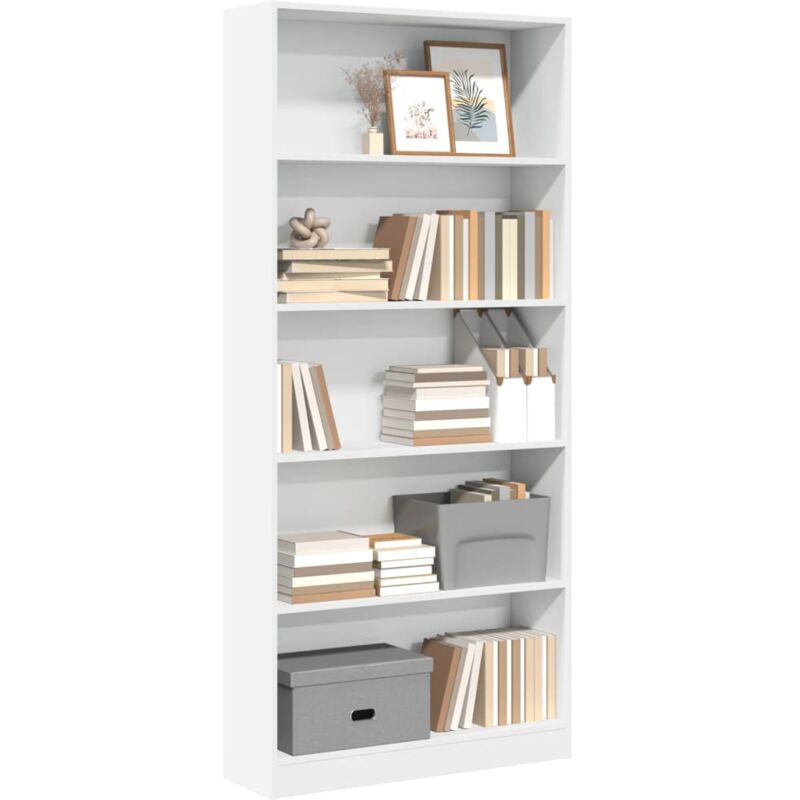 Libreria Bianca 80x24x176 cm in Legno Multistrato