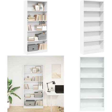 Libreria Bianca 80x24x176 cm in Legno Multistrato - Libreria bianca - Libreria multistrato