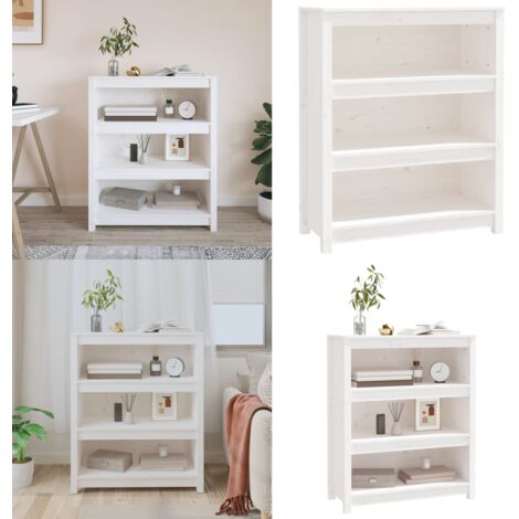 Libreria Bianca 80x35x97 cm in Legno Massello di Pino - Libreria bianca - Scaffalatura in legno