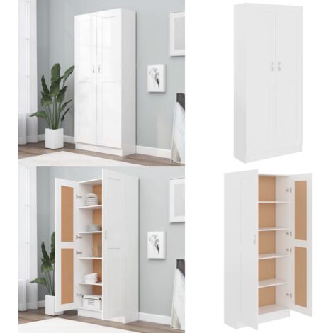 Libreria Bianca 82,5x30,5x185,5 cm in Legno Truciolato - Scaffale per libri - Libreria decorativa