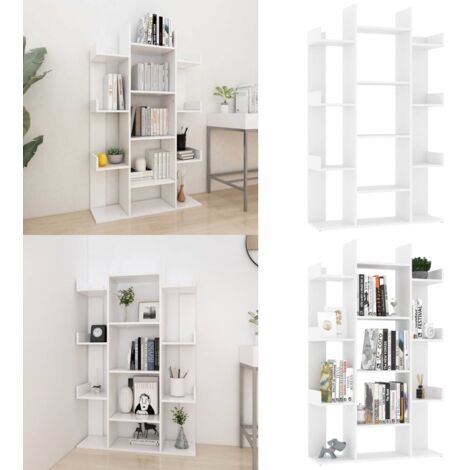 Libreria Bianca 86x25,5x140 cm in Legno Multistrato - Libreria bianca - Libreria con scomparti