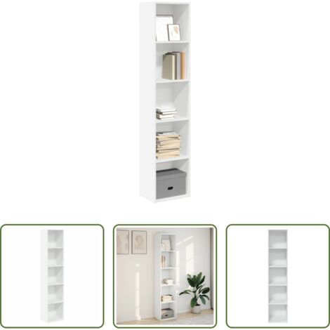 Libreria bianca -  Libreria Bianca 40x30x189 cm in Legno Multistrato