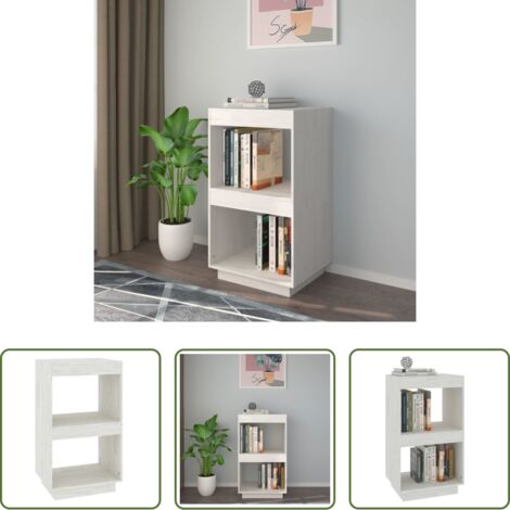 Libreria bianca -  Libreria Bianca 40x35x71 cm in Legno Massello di Pino