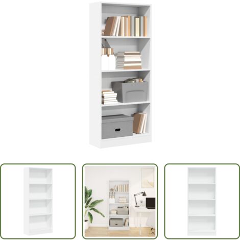 Libreria bianca -  Libreria Bianca 60x24x143 cm in Legno Multistrato
