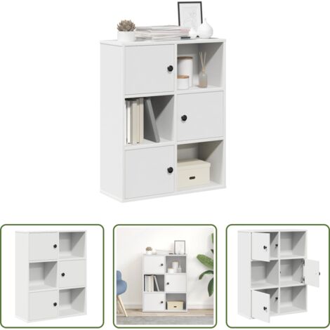 Libreria bianca -  Libreria Bianca 60x24x76,5 cm in Legno Multistrato