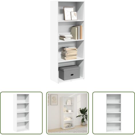 Libreria bianca -  Libreria Bianca 60x30x152 cm in Legno Multistrato