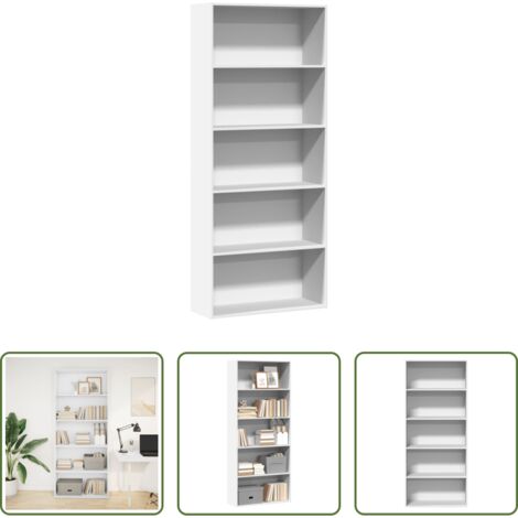 Libreria bianca - Libreria Bianca 80x30x189 cm in Legno Multistrato