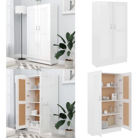 Libreria Bianco Lucido 82,5x30,5x150 cm in Legno Multistrato - Libreria bianca - Libreria moderna