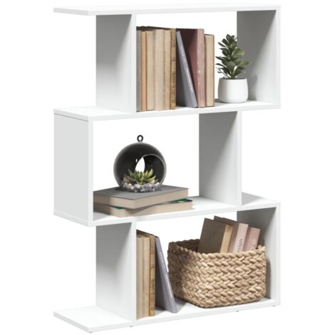 Librería biombo de 3 niveles, blanca, 70 x 24 x 97 cm, madera de ingeniería
